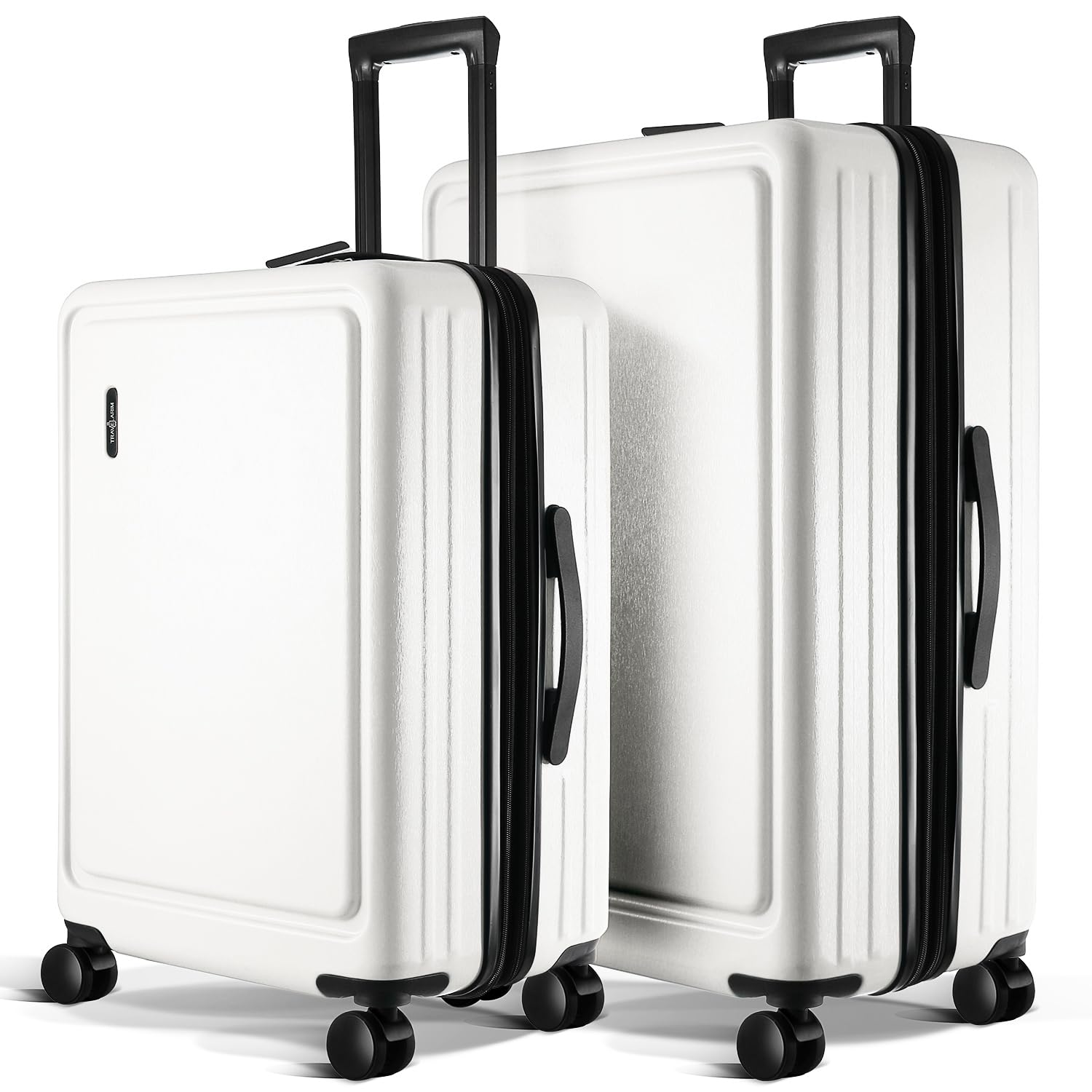 TRAVELARIM Luggage Sets 2 Piece, 24 Inch Suitcase and 28 Inch Luggage with Spinner Wheels, Durable Hard Shell Suitcase Set, Expandable Travel Suitcases with Wheels, White