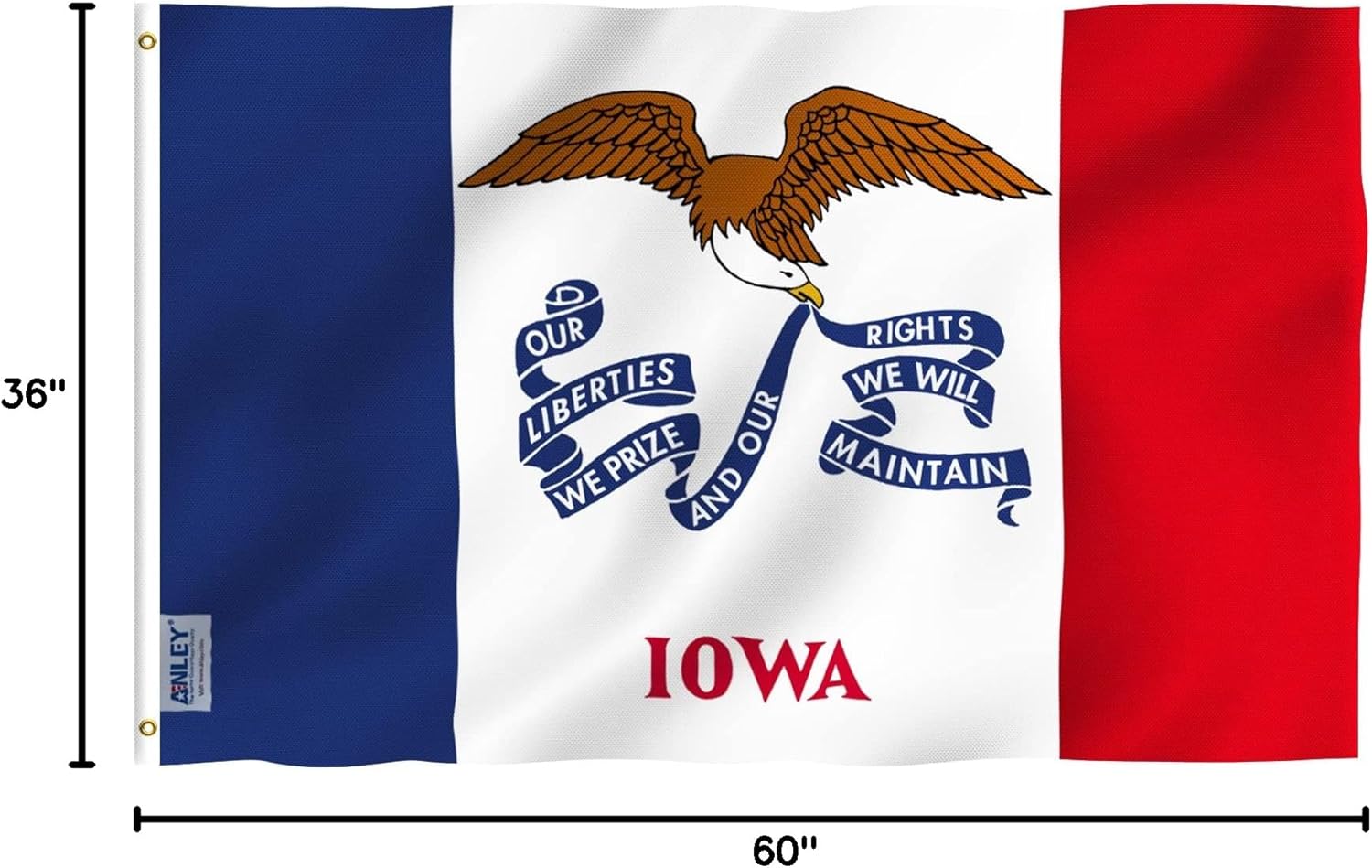 ANLEY Fly Breeze 3x5 Foot Iowa State Flag - Vivid Color and Fade proof - Canvas Header and Double Stitched - Iowa IA Flags Polyester with Brass Grommets 3 X 5 Ft - Image 7