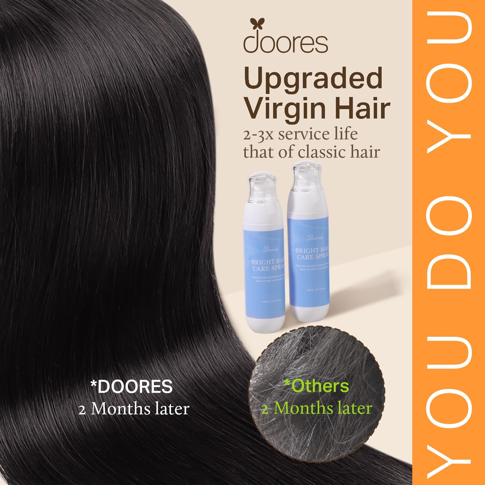 DOORES Nano Hair Extensions, Natural Black 18 Inch 50g 50s, Natural Remy Nano Beads Hair Extensions Lightweight - Image 4