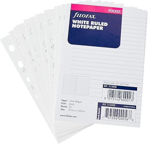 Miniatura 5 de Filofax Paquete de 100 unidades de bolsillo a rayas blancas (B213047)