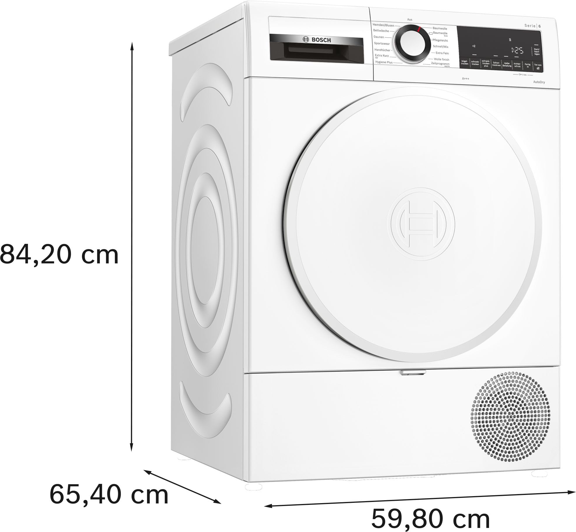 Bosch Wärmepumpentrockner für 8 kg Wäsche, Serie 6, A+++, 176 kWh/Jahr, Auto Dry, Anti Vibration-Design, Sensitive Drying-System, Umweltfreundliches Kühlmittel, Weiß, WQG233D20