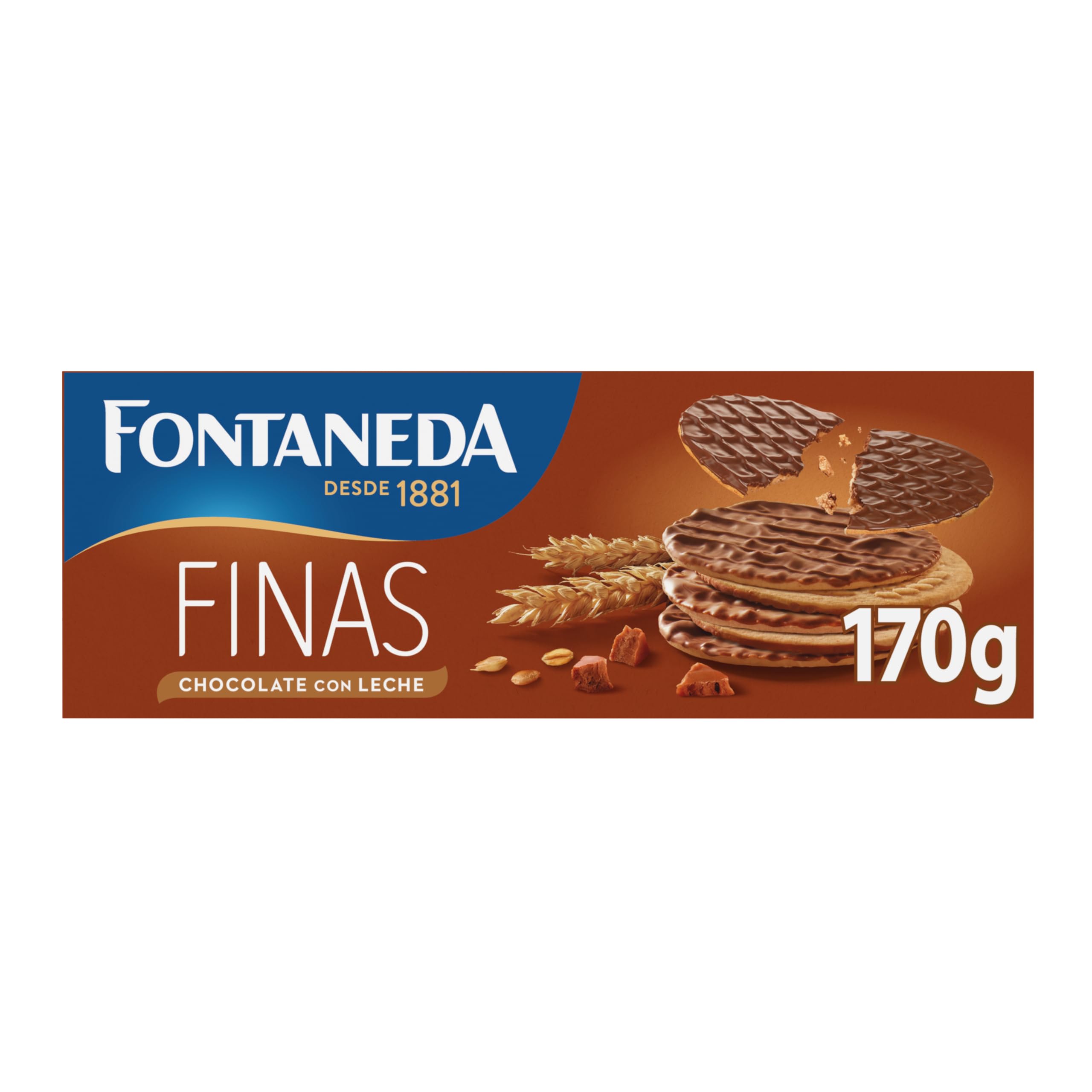 Fontaneda Digestive Galletas Finas con Chocolate con Leche, Snack Delicioso, 170 g