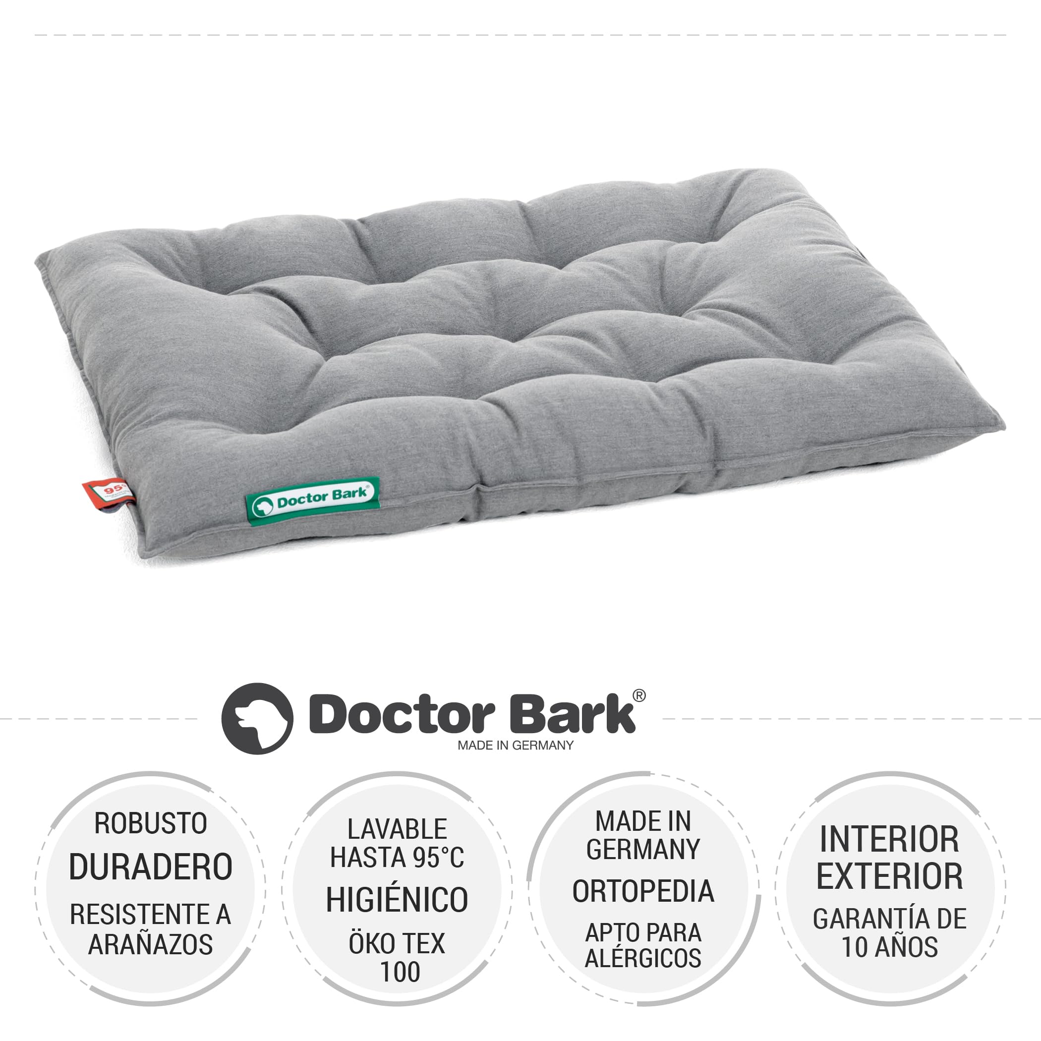 Doctor Bark Cojín para perros Urban – Cama ortopédica para perros medianos – lavable hasta 95 °C – Colchón para perros robusto para interiores y exteriores – Fabricado en Alemania (M – 70 x 50 cm,