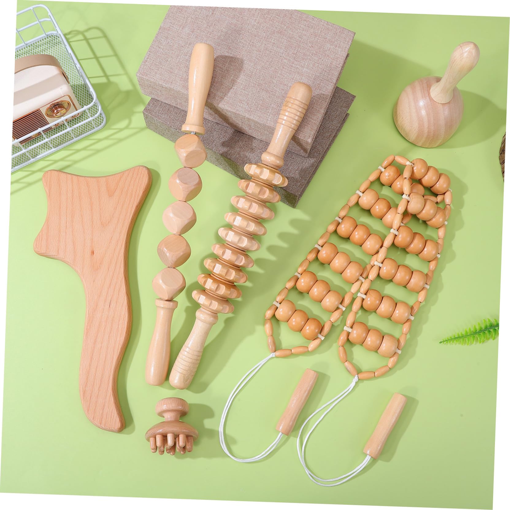Kit de Herramientas de Masaje de Terapia de Madera, Rodillo Masajeador Anticelulitis, 6 Piezas, para Aliviar Fatiga y Uso en Oficina