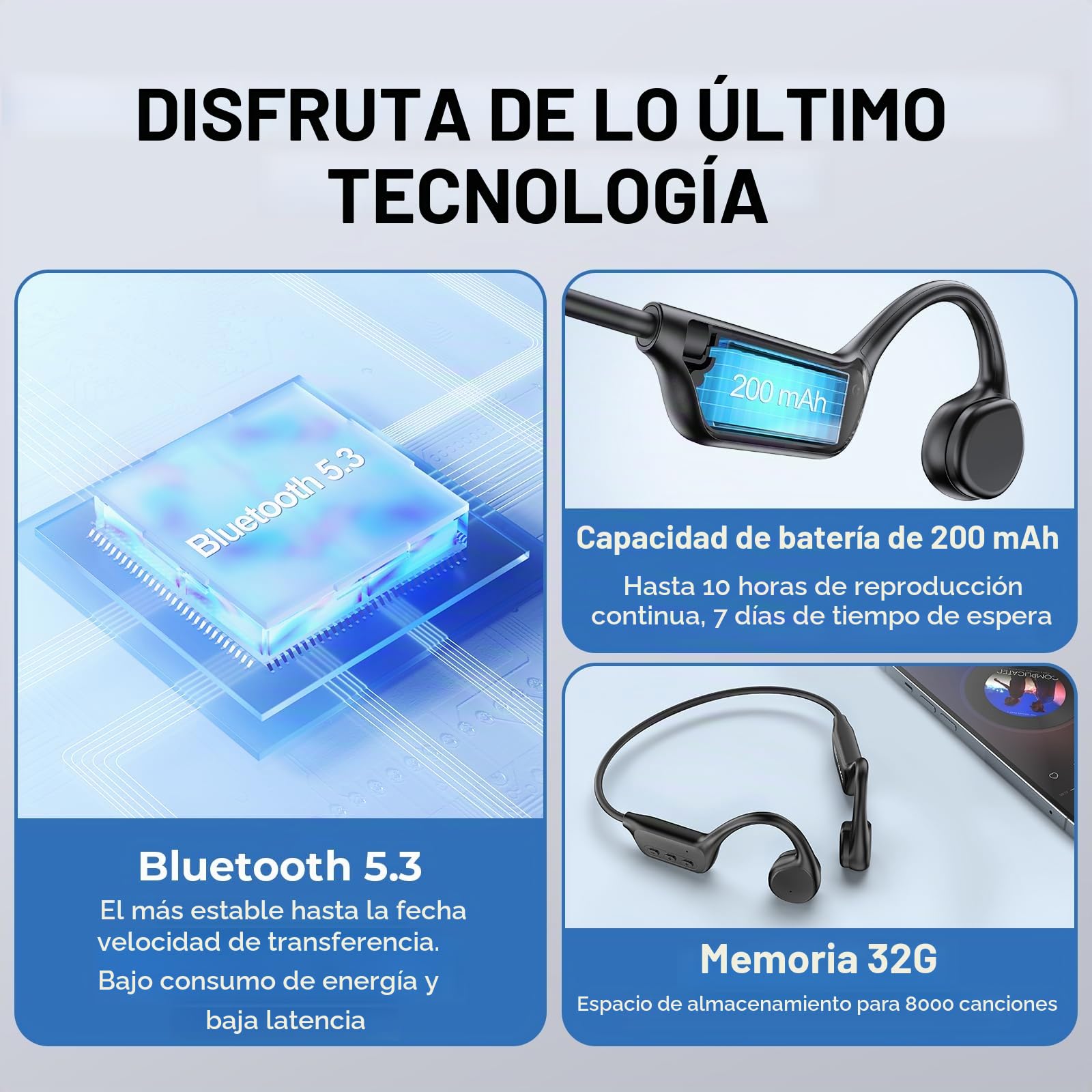 Auriculares conduccion osea, Auriculares de natación Bluetooth 5.3, Equipados con Memoria de 32 GB, IPX8 a Prueba de Agua, Auriculares Abiertos adecuados para Nadar, Correr
