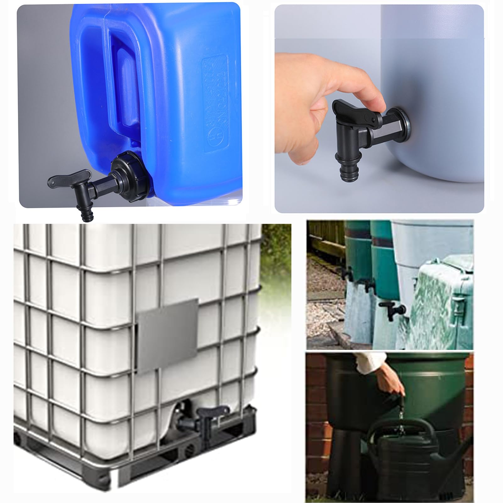 BetterJonny Robinet Cuve Plastique IBC 3/4" Adaptateur Boîte Rangement Eau avec Ruban PTFE