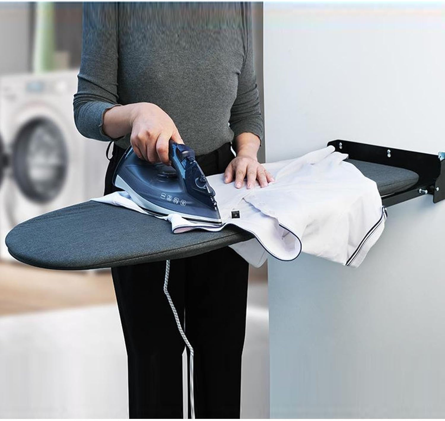 Retractable Pull Out Ironing Board,Wall-Mounted Folding Ironing Board,with Heat Resistant Ironing Cover,for Laundry Room Apartment Small Spaces