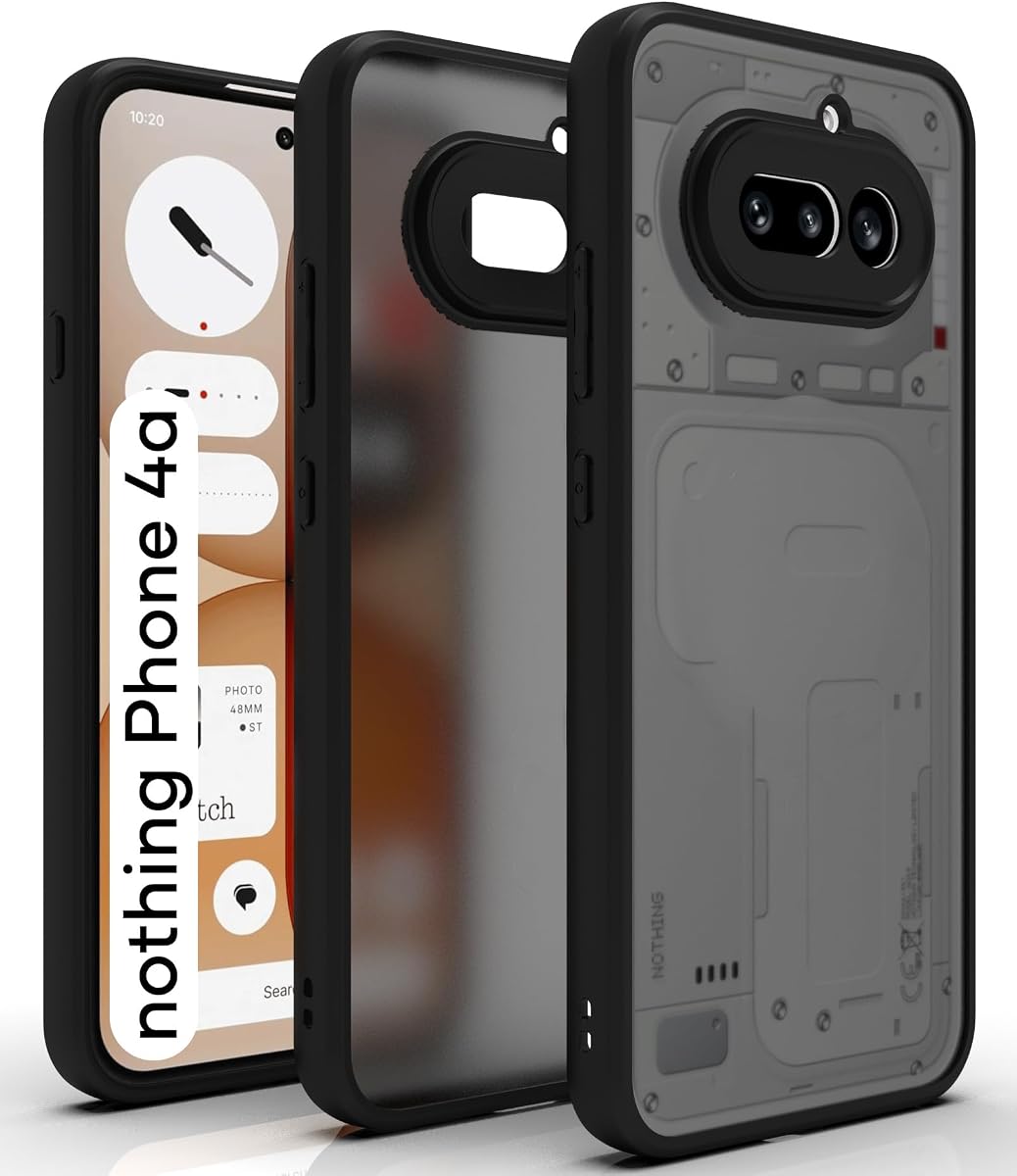 RIGGEAR Shockproof Sleek Hybrid Armor Back Cover Case for Nothing Phone 4a 5G (Smoke Black Matte PC + Black TPU Bumper)