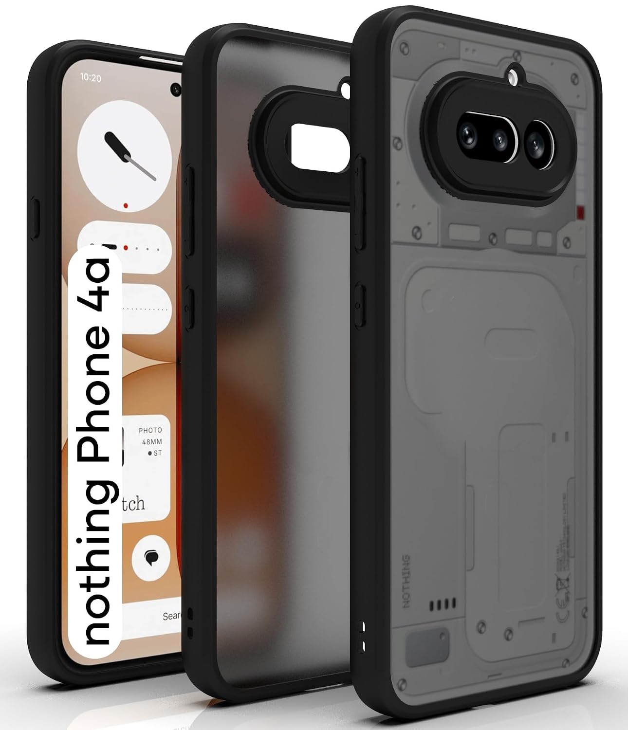 RIGGEAR Shockproof Sleek Hybrid Armor Back Cover Case for Nothing Phone 4a 5G (Smoke Black Matte PC + Black TPU Bumper)