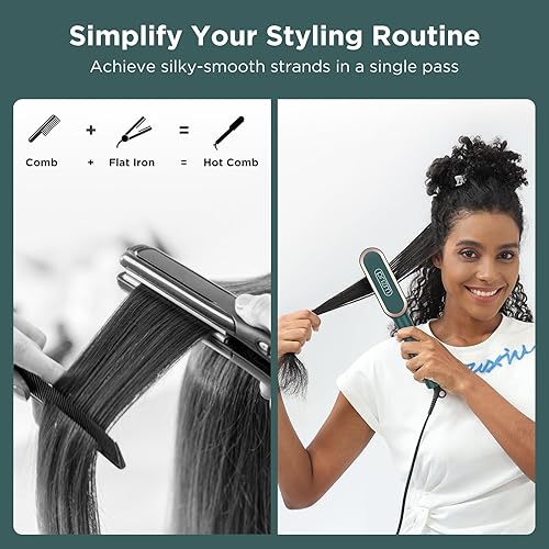 Miniatura 2 de Prizm Cepillo alisador de cabello, calentamiento rápido de 20 segundos, cepillo alisador de cabello de iones negativos con menos encrespamiento, 4
