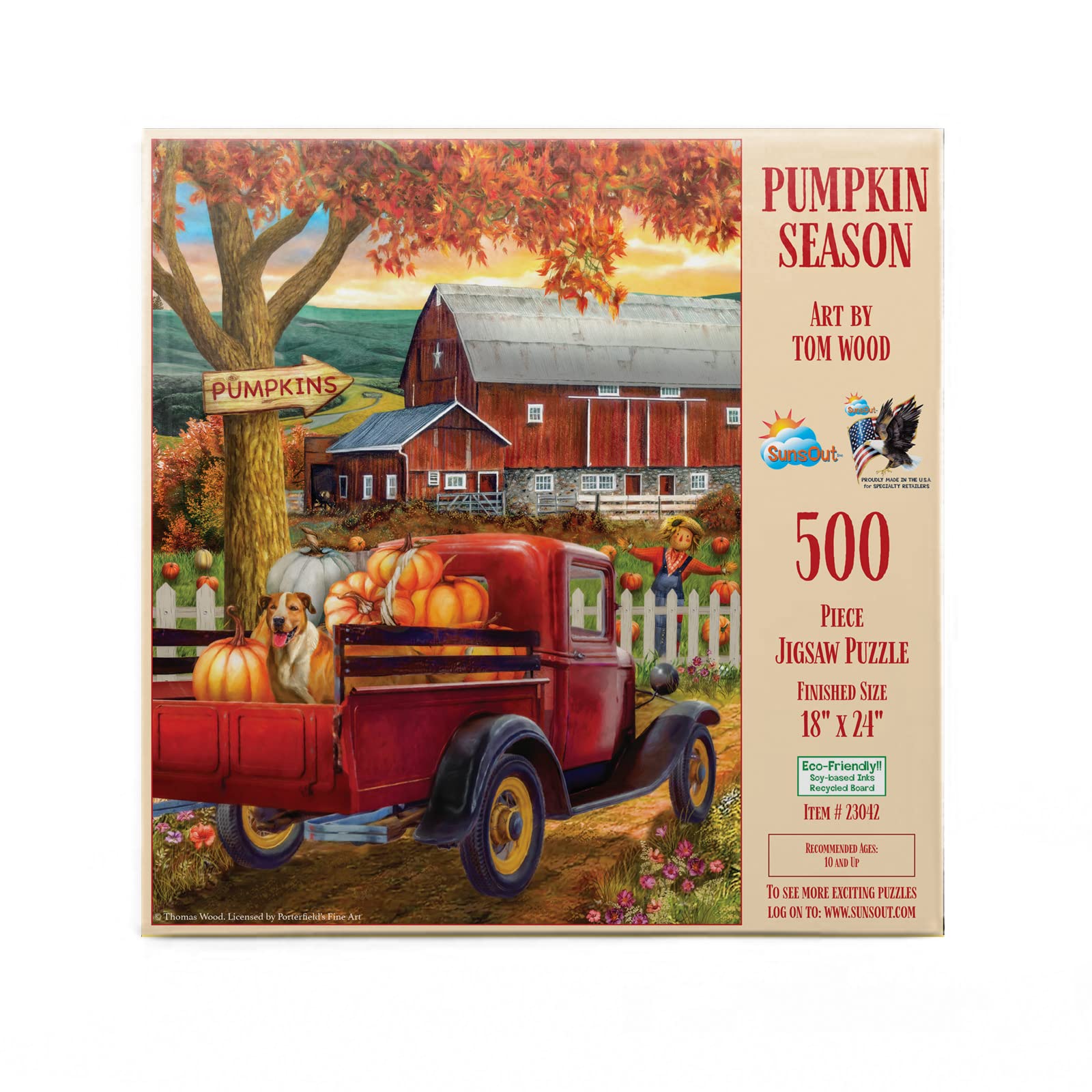 SUNSOUT INC - Pumpkin Season - 500 pc Jigsaw Puzzle by Artist: Tom Wood - Finished Size 18" x 24" Halloween - MPN# 23042