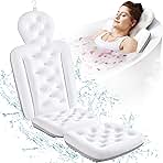 Full Body Bath Pillow for Bathtub, Thick Bathtub Cushion with Laundry Bag, Luxury Tub Pillow for Bath for Headrest Neck and Back Support White 51