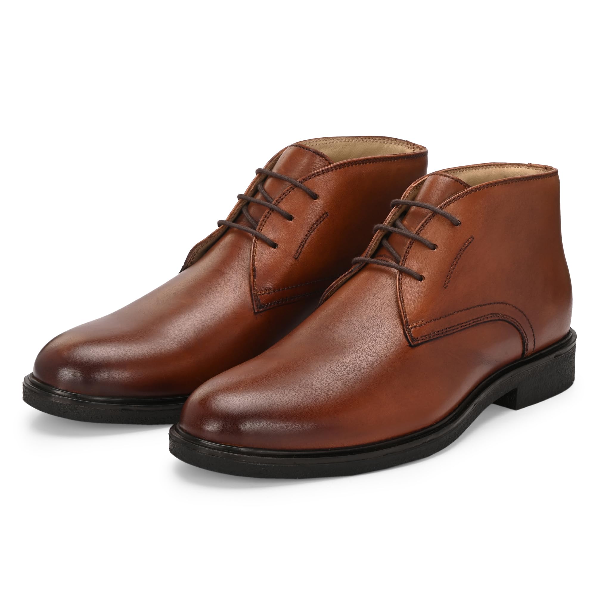 Stefano Cognac (Dark Tan) Leather Men Chukka Boots-image-40