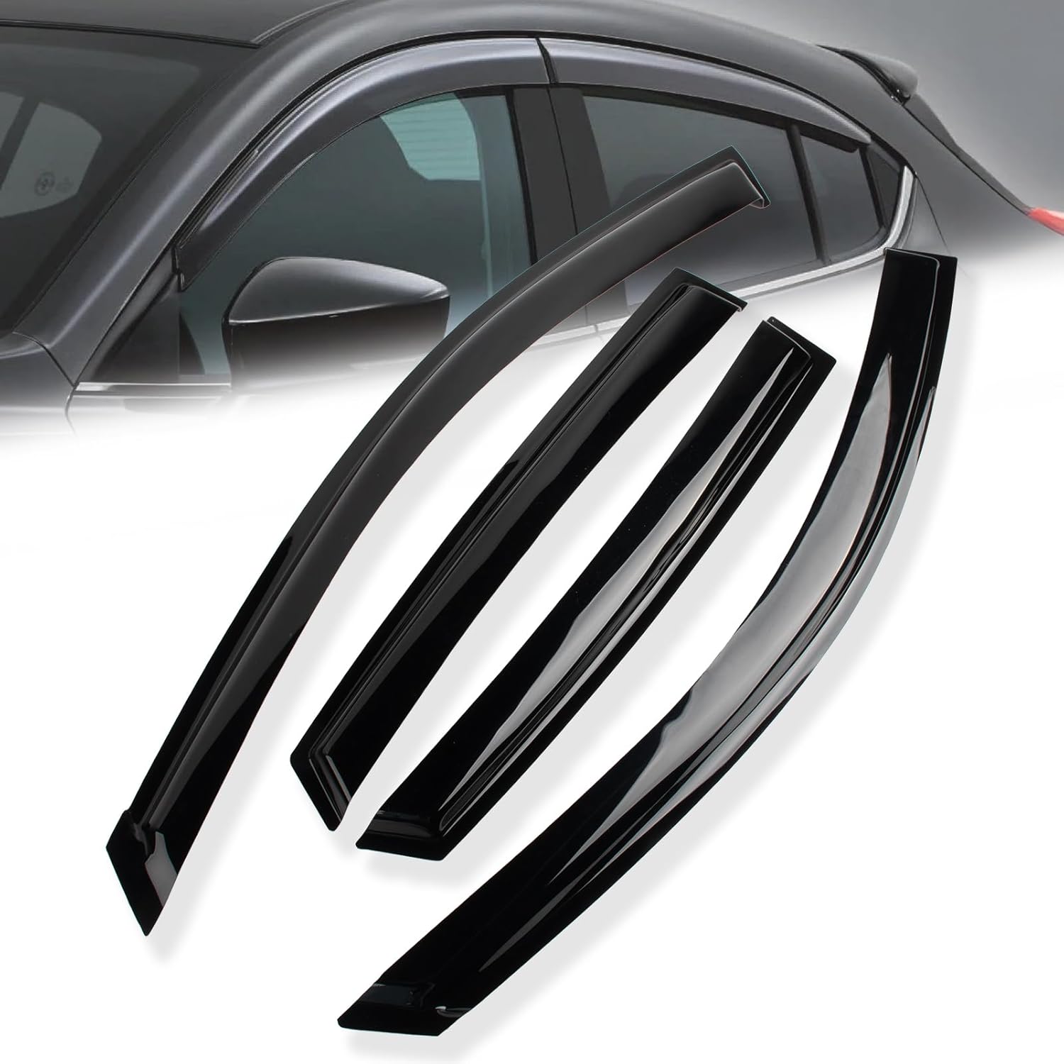 Window Visors Rain Guards Compatible with 2008-2011 Impreza and 2008-2014 WRX STI, Acrylic Window Vent Guard Shade Deflectors for Cars, Tape-On Vent Visors 4PC Set, Slim Style.