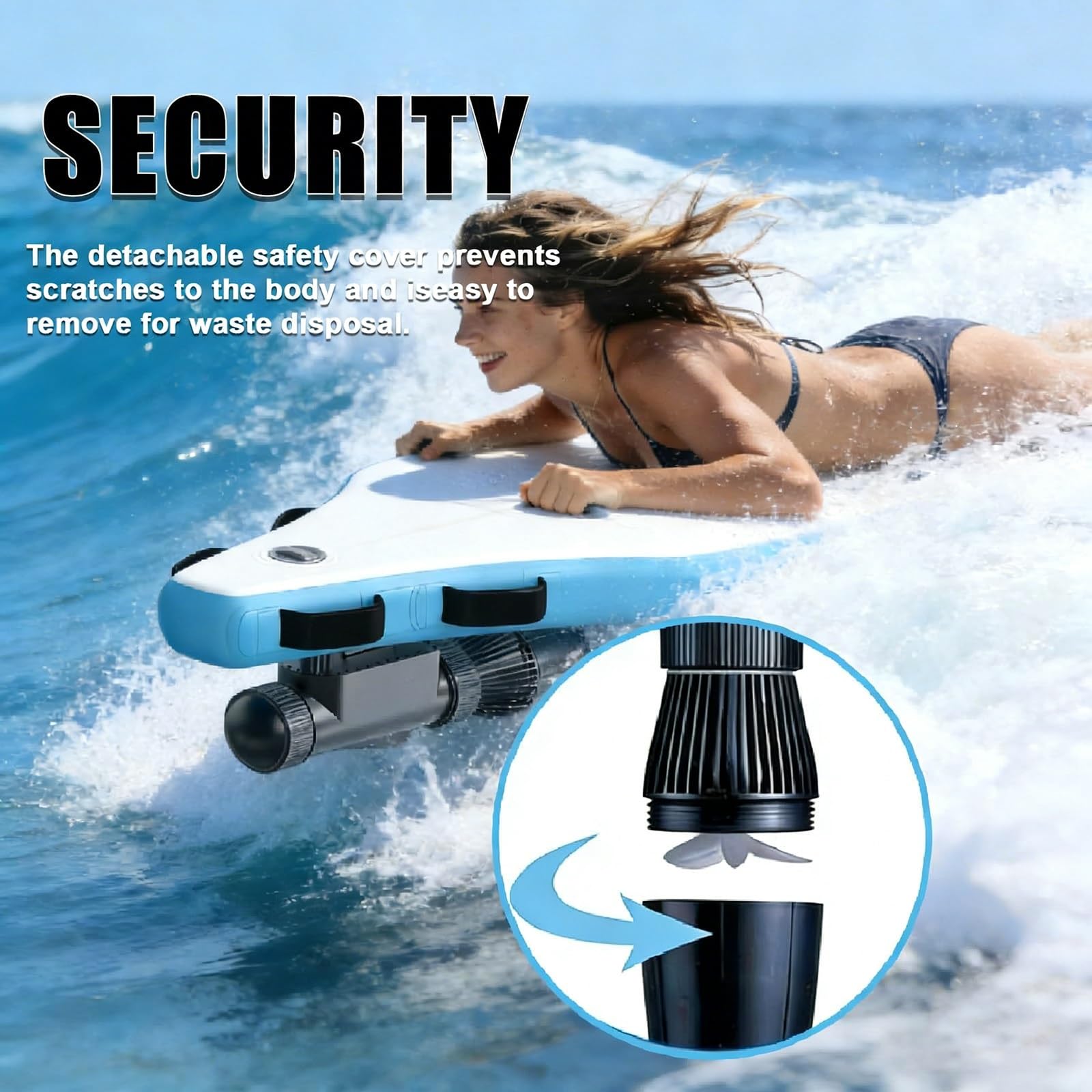 Tabla de surf eléctrica para adultos, tabla de bodyboard inflable motorizada con motor SUP de 500 W, modo doble, hélice subacuática, resistente al agua salada