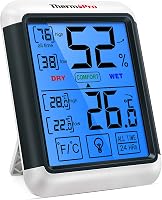 ThermoPro TP55 Digitális Hőmérő és Páratartalom Mérő, Beltéri Klímajelzővel, Érintőképernyős Kijelzővel, Min/Max Adattárolással, Otthoni és  1