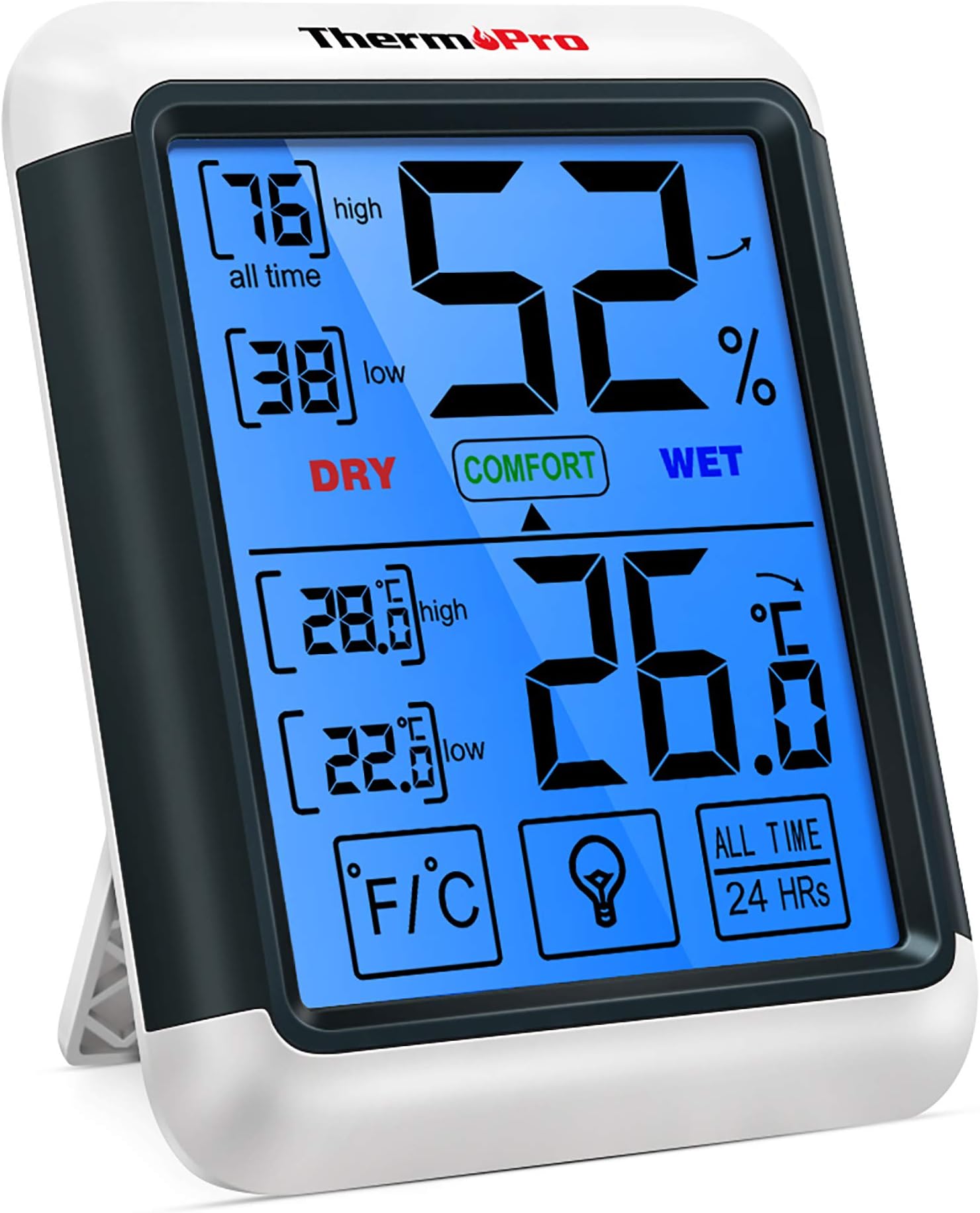 TP55 Digital Large Touchscreen Indoor Hygrometer Thermometer