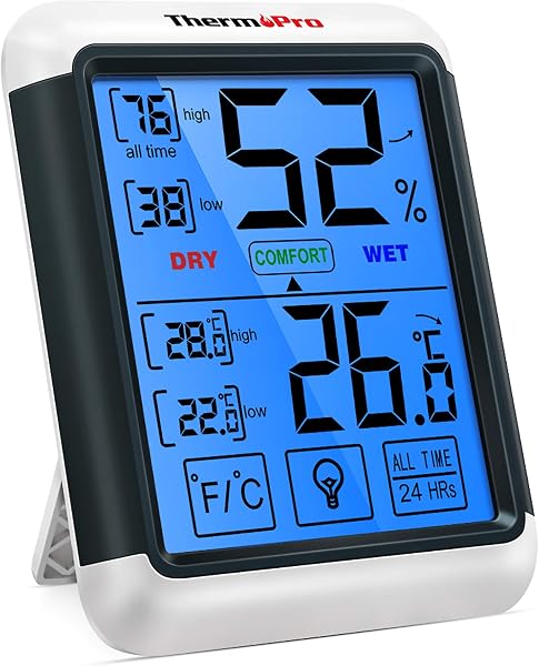 ThermoPro TP55 Termometro Igrometro Digitale da Interno per Casa Misuratore di Umidità e Temperatura da Ambiente Termoigrometro Professionale con Schermo Touchscreen e Retroilluminazione - 1