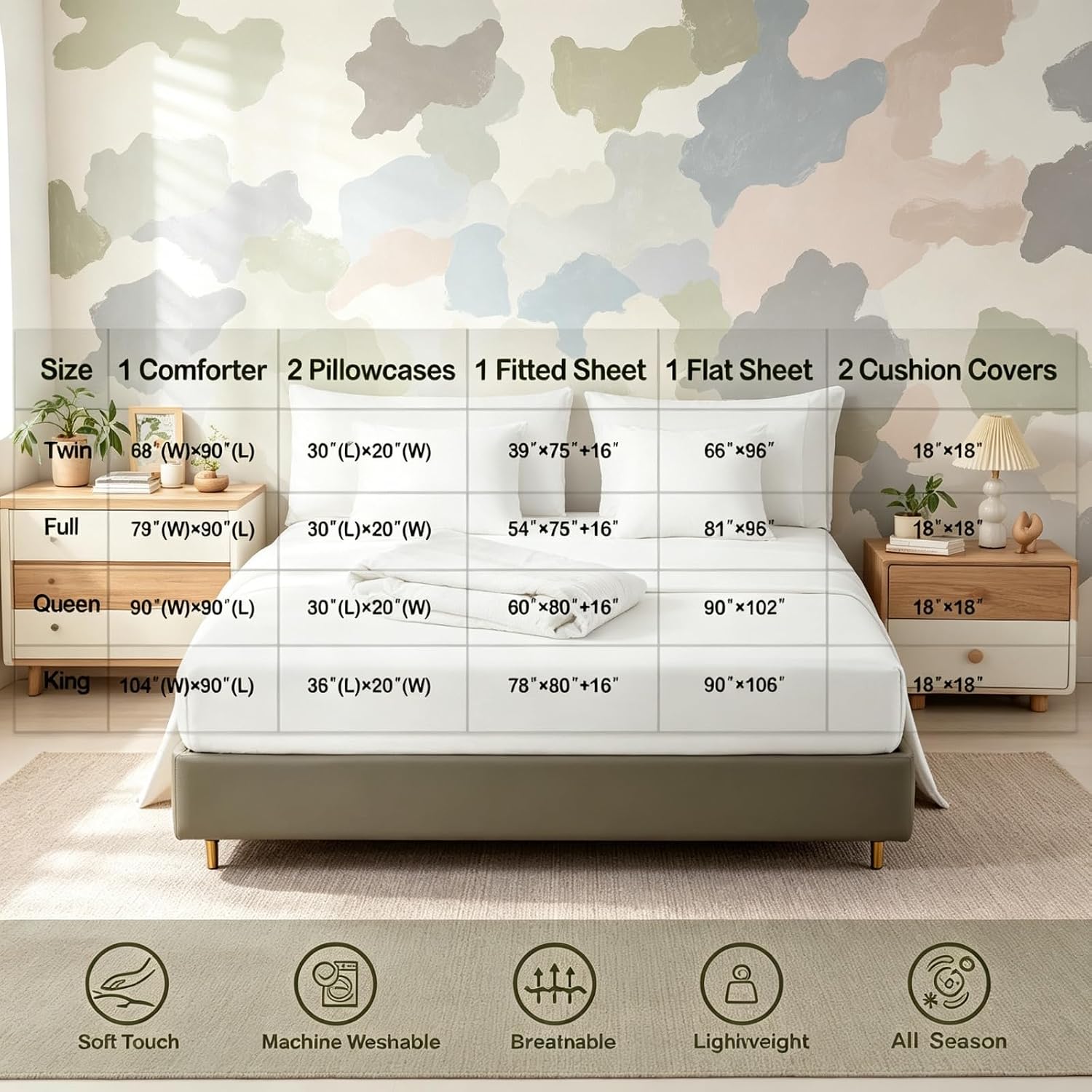 Erosebridal Duck Hunter 7 Pieces Bedding Set Vintage Wild Mallard Duck Queen Comforter Set with Sheets for Boys Girls Kids Room Decor Army Camouflage Rustic Hunting Bed in A Bag Bed Set,Cream Green