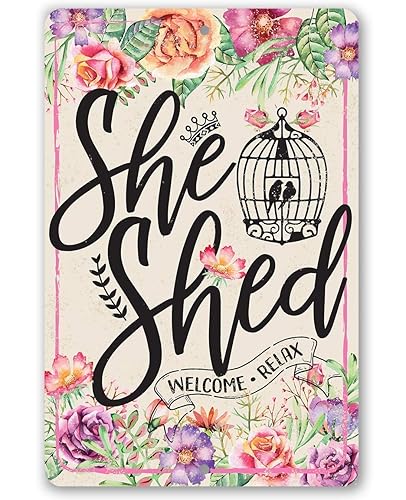 Vista 24 de She Shed Sign - Blue - Metal Sign - Use Indoor/Outdoor Shed Art - She Shed Decor Gift, Funny Birthday Gifts for Women, Metal Shed Signs, Diva Den