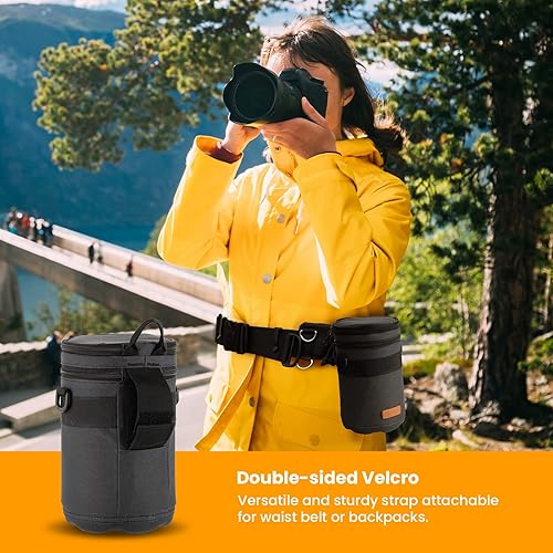 Vista 17 de TARION Funda rígida para lente de cámara profesional, bolsa acolchada para lente de cámara, bolsa de transporte para lente DSLR SLR, a prueba
