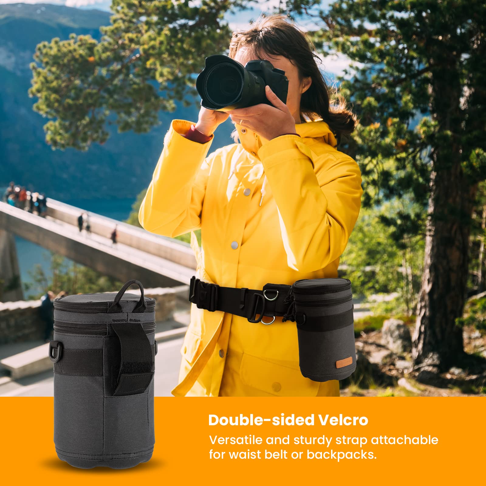 TARION Sac d'objectif Pochette d'objectif avec Fond à Coque Dure, Sac de Protection d'objectif d'appareil Photo Antichoc et Hydrofuge pour objectifs