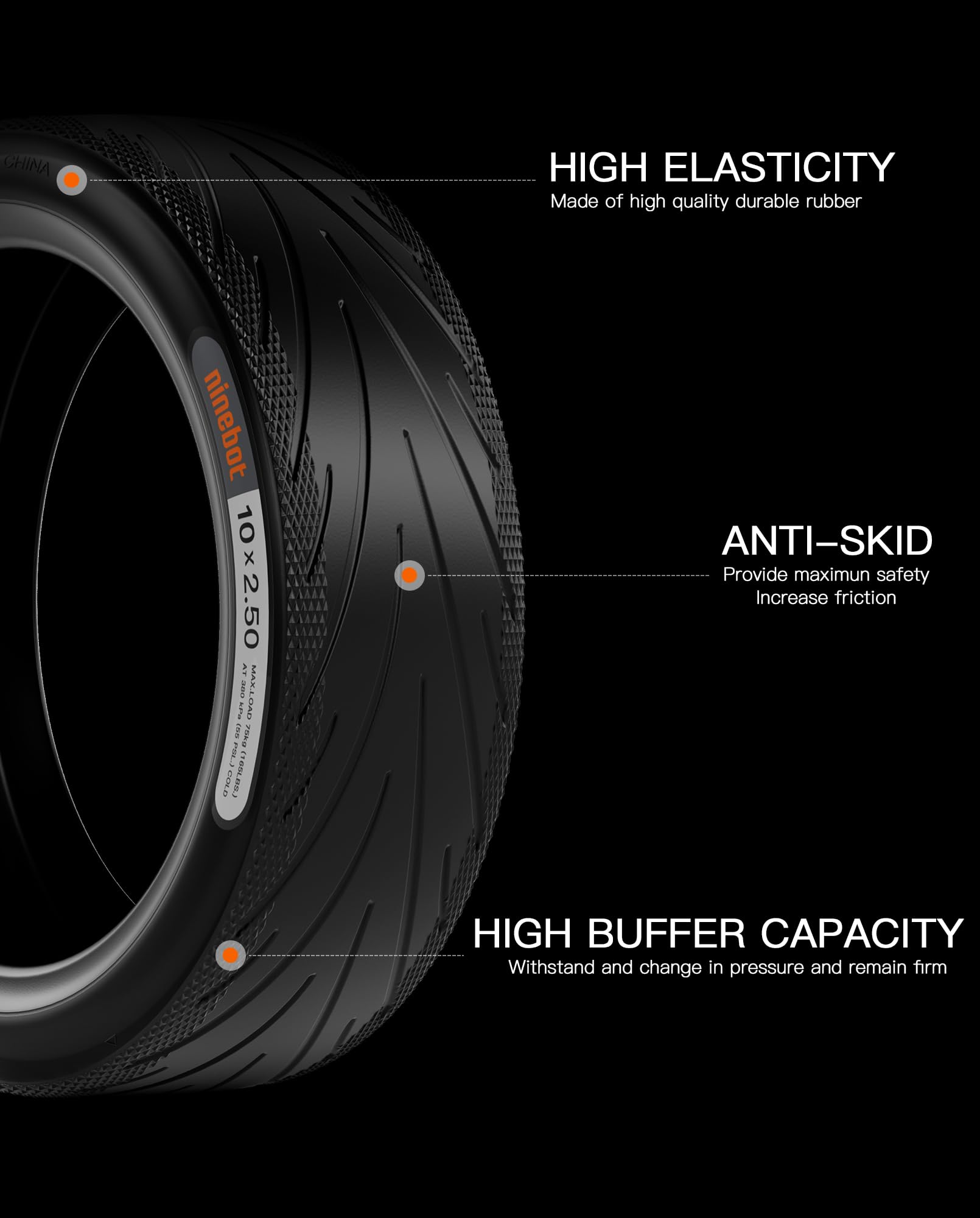 Pneus Jelly 10 Pouces Segway Ninebot F2 F2 Pro F30 - Pneu Extérieur Antidérapant Tubeless