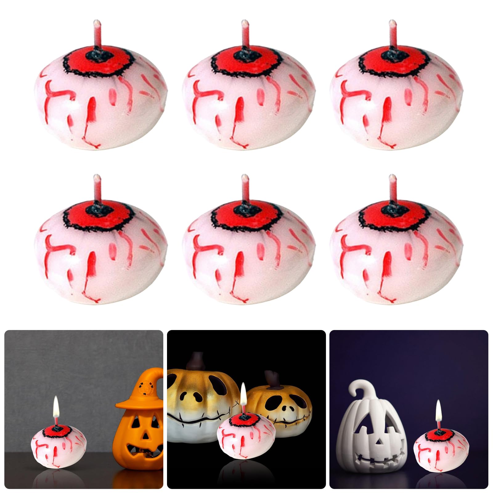 EINCORN (6Pieces) Eyeballs Floating Candle for Theme Event Paraffins Indoor and Outdoor Use