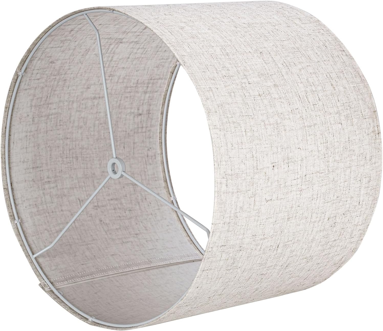 13" Lamp Shades Set of 2 (Spider Fitter), Includes 2 Harps & Finials, Natural Linen Drum Lampshade Replacement for Table Lamps (13" Top x 13" Bottom x 10" High)