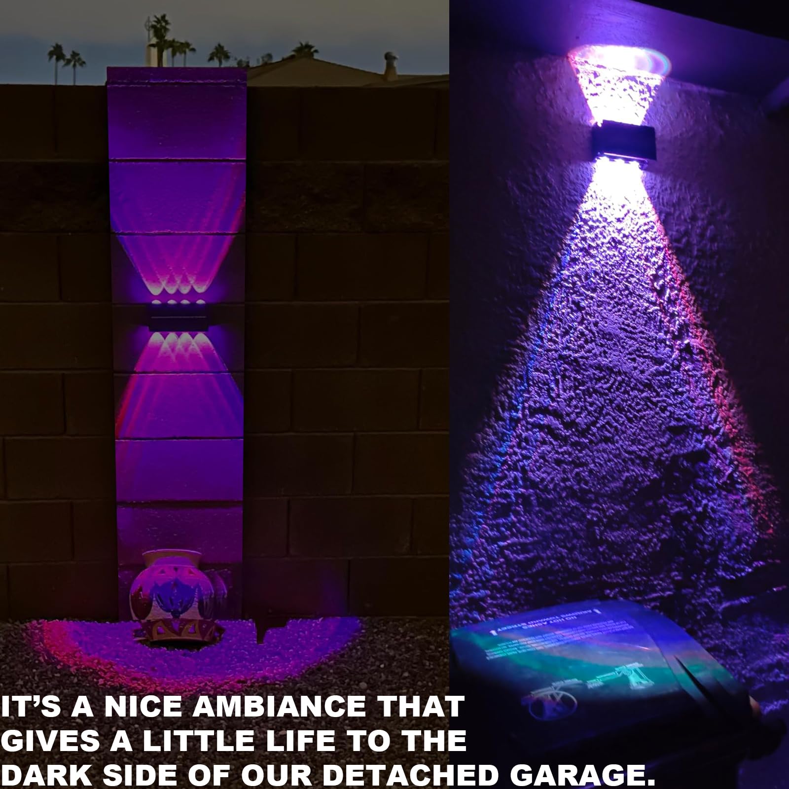 RGB-Solarleuchten für den Außenbereich, nach oben und unten, farbige Wandleuchte (statisch, dynamisch), wasserdicht, IP65, 8 Lampenperlen [oben 4 + unten 4], wechselnde Beleuchtung für Hof