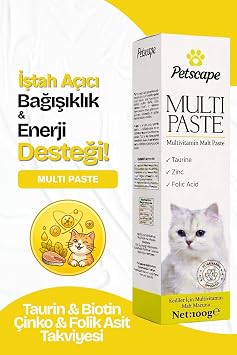 Kedi Multivitamin Macun - İştah Açıcı, Bağışıklık ve Enerji Desteği (Taurinli Vitamin Paste) 100g