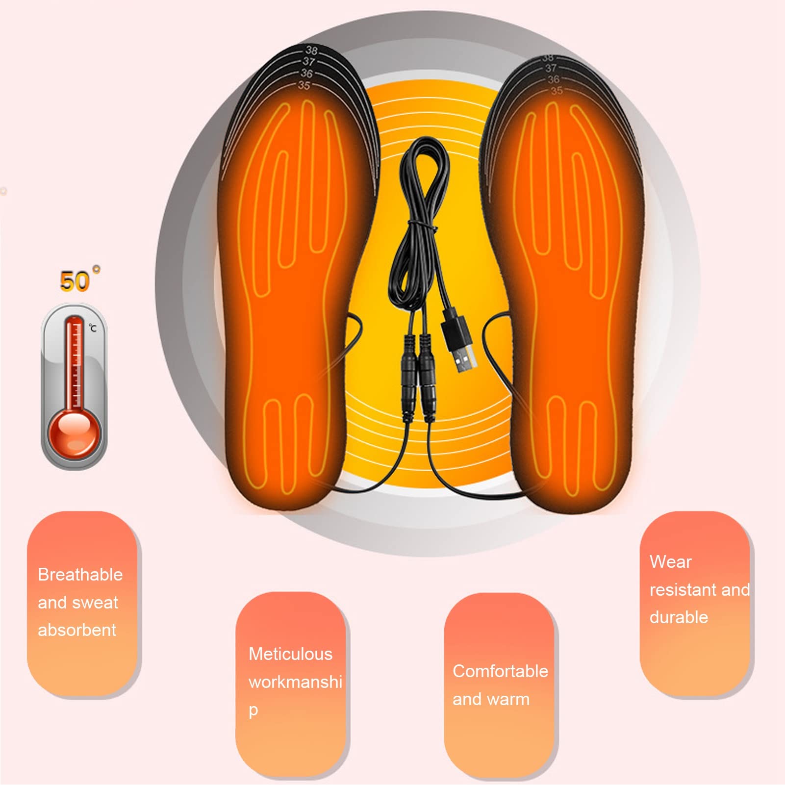 Foot Warmers For Feet Rechargeable Heated Insoles Temperature