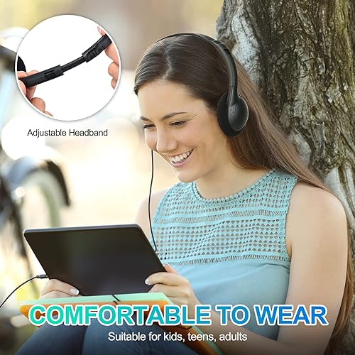 Miniatura 3 de Frienda Paquete de 48 auriculares estéreo con cable para aula con conector de 0.138 in, juego de auriculares para estudiantes sobre la cabeza para