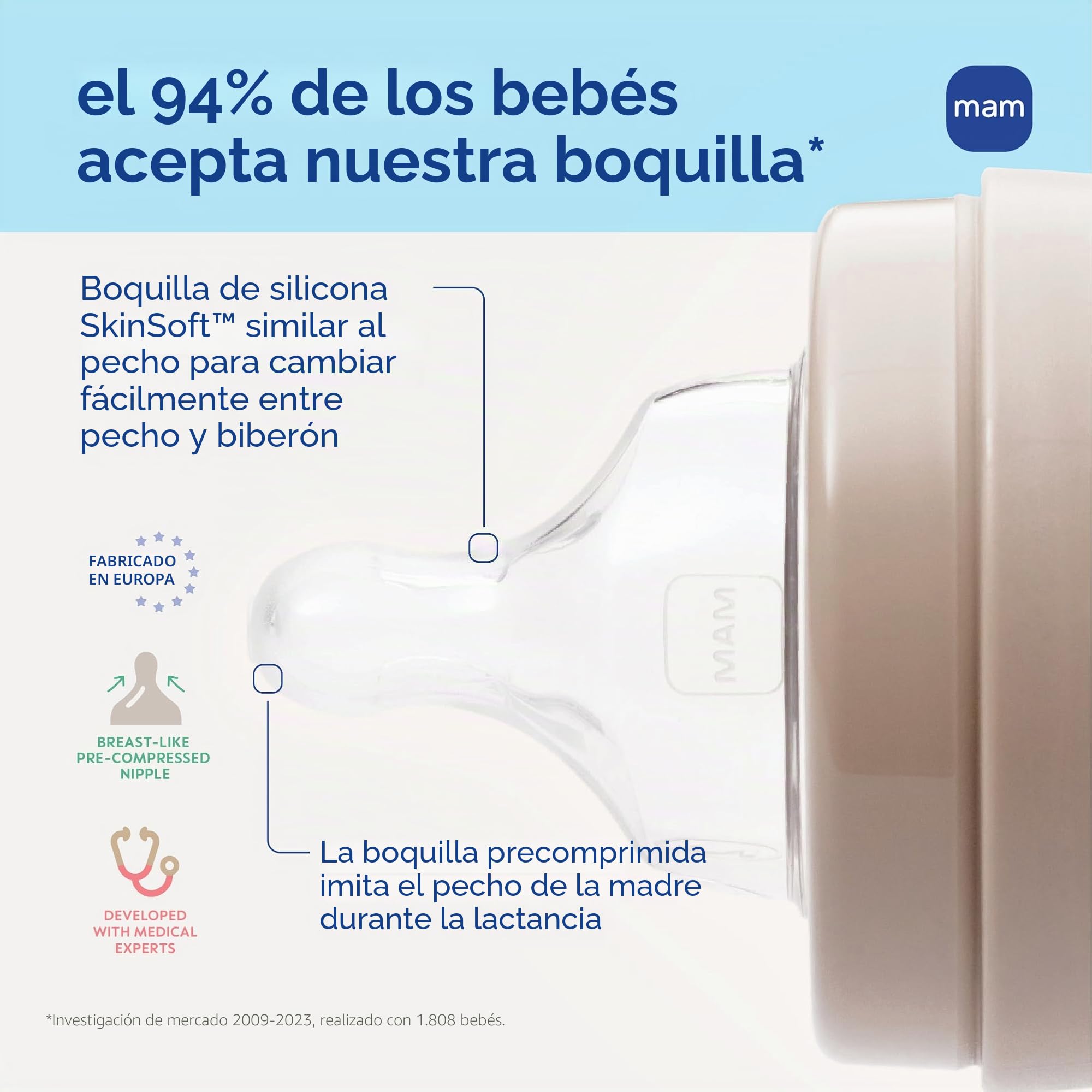 MAM Juego de regalo para bebé, el mejor chupete y biberón para bebés amamantados, juego de cultivo con bebé, unisex, 19 unidades, blanco, biberones de 5 onzas y 9 onzas