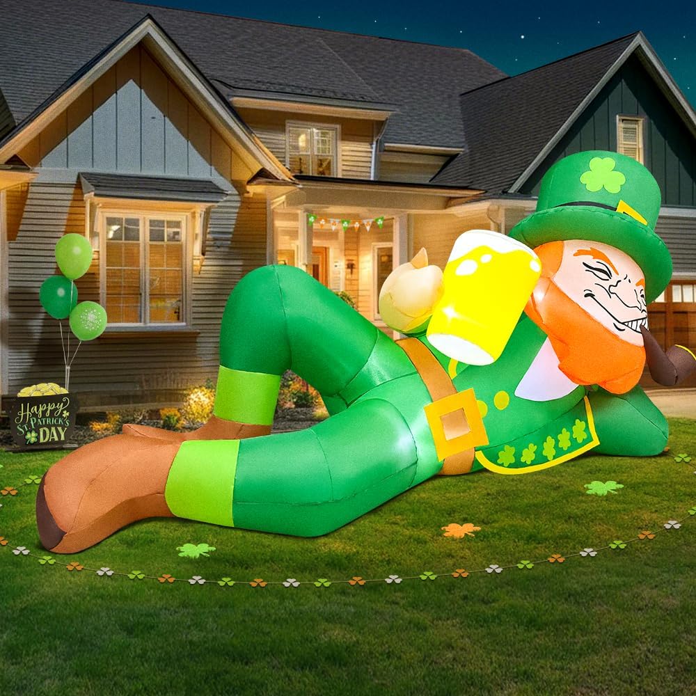 KOOY 6FT St Patricks Day Inflatables Outdoor Decorations Leprechaun Inflatable St Patricks Day Blow up Yard Decorations with Lights St Patricks Decorations for Holiday Party Irish Decor - Image 4