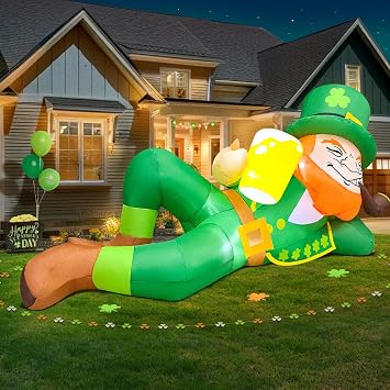 KOOY 6FT St Patricks Day Inflatables Outdoor Decorations Leprechaun Inflatable St Patricks Day Blow up Yard Decorations with Lights St Patricks Decorations for Holiday Party Irish Decor