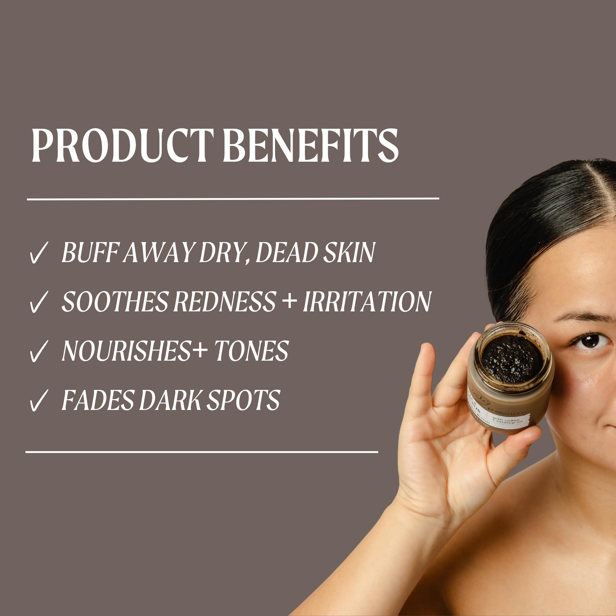 UpCircle Coffee Face Scrub - mieszanka cytrusów do skóry normalnej i suchej 100 ml - masło shea, olej kokosowy + olejek z dzikiej róży - naturalny, wegański peeling do twarzy dla miękkiej, gładkiej
