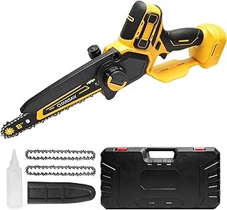 Cordless Mini Chainsaw Compatible with Dewalt 20V MAX Battery (NO Battery), 8 Inch Small Electric Chainsaw Brushless, 2X 8'' Chains, Auto Oiler, Handheld Pruning Tree Saw(Bare Tool only)