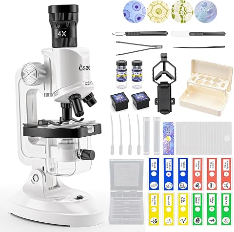 WEACFUS Microscope for Kids, 63-Piece STEM Science Kit