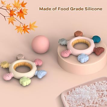 Dzpuhuojz 2 Pack Teething Ring Toys for Baby, Silicone BPA Free Teether | Teething Relief Chew Toys 0 3 6 12 Months for Toddler Infant Christmas Birthday