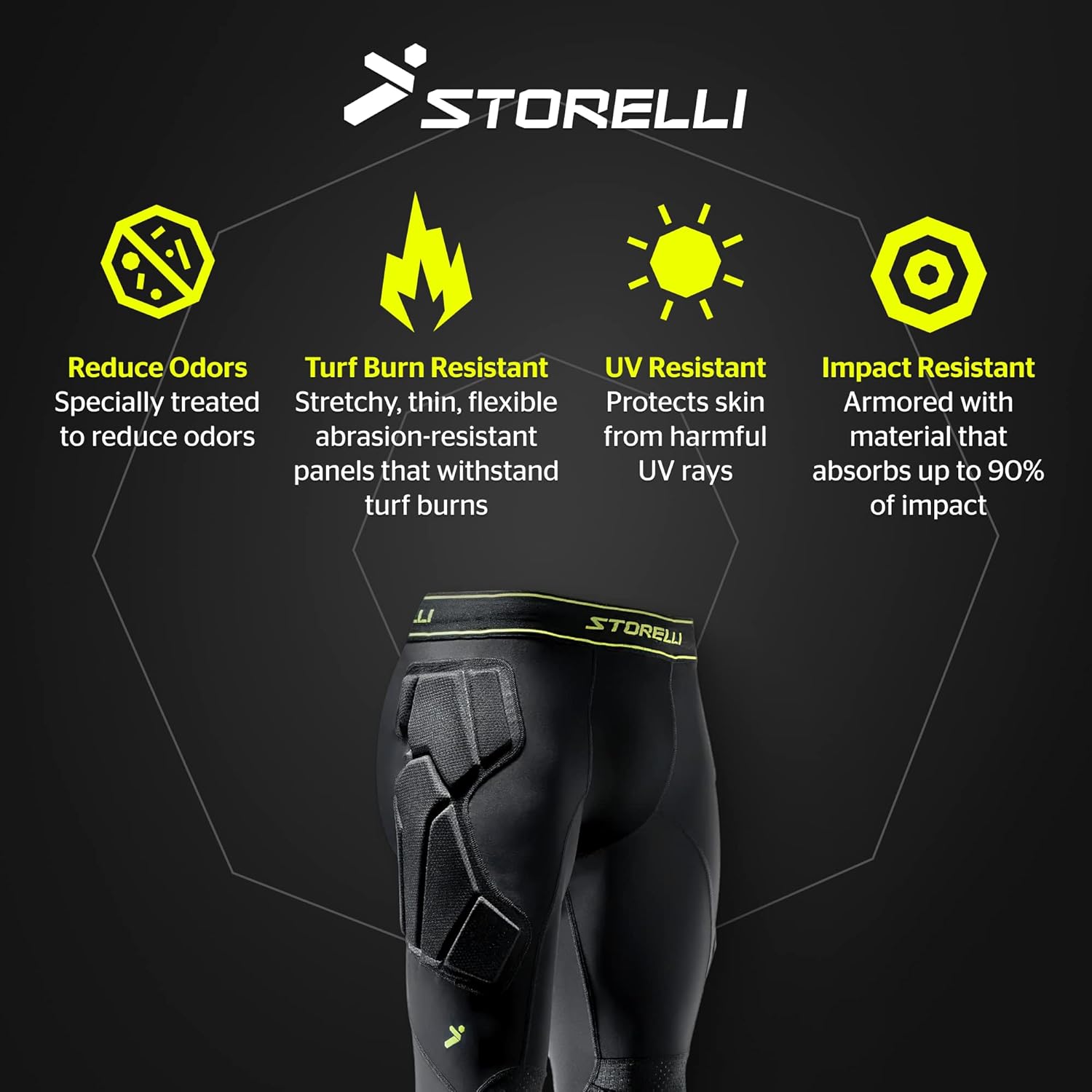 Miniatura 3 de Storelli BodyShield Goalkeeper Leggings 3 Full-Length Padded Soccer Goalie Pants Enhanced Lower Body Protection Black