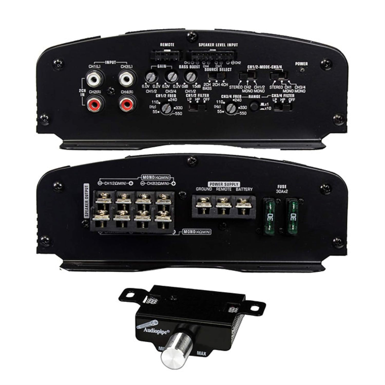 Audiopipe APCLE-2004 2000 Watt 4-Channel Class AB Car Audio MOSFET Amplifier