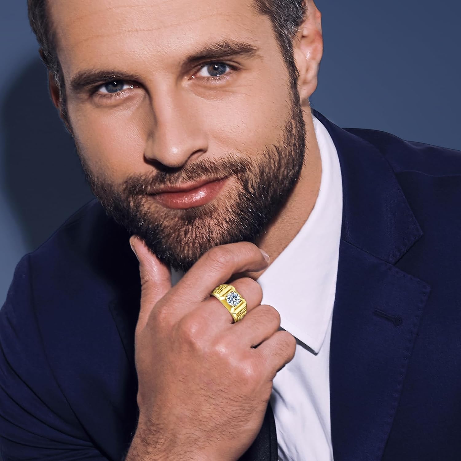 2CT Moissanite Engagement Ring for Men 14K/White Gold 925 Sterling Silver Men Promise Wedding Moissanite Jewelry Gift Round Cut D Color VVS1 Clarity Size 8-12 - Image 5