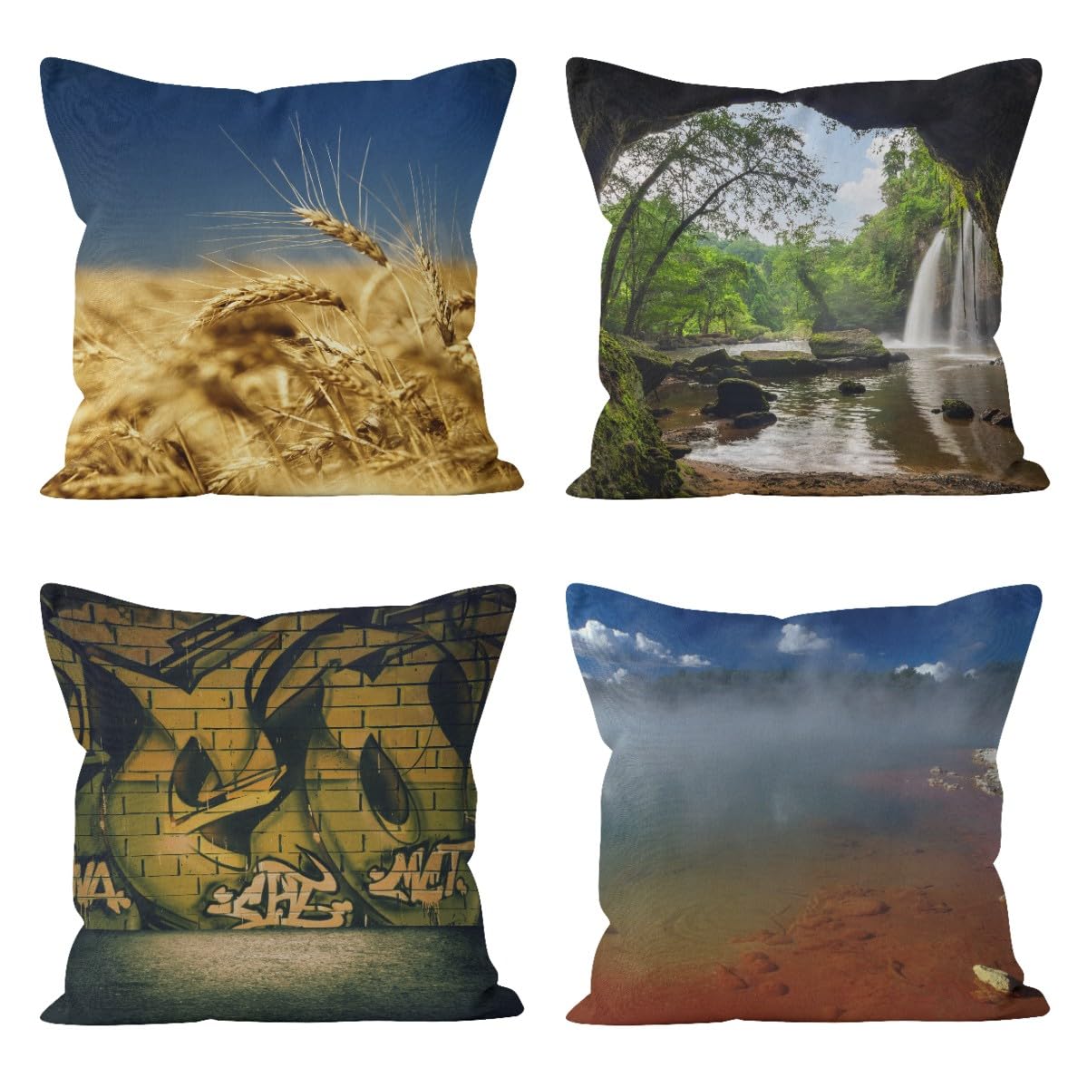 Housse de coussin vintage matelassée en lin CEVAN 50x50