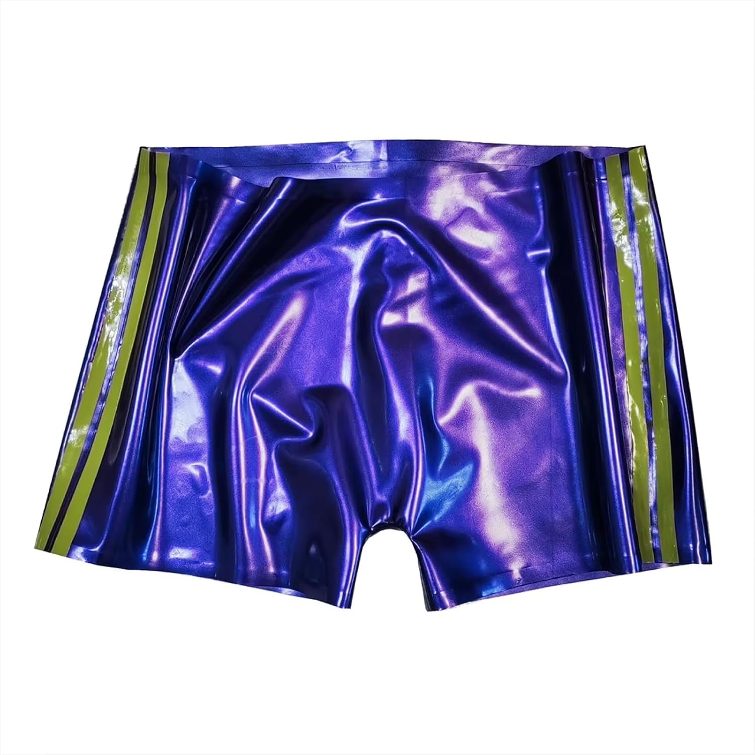 Metallic Purple Natural Latex Gummi Men Shorts Shiny Boxer Rubber Panties Tailored Made Handmade Underwear Clothing