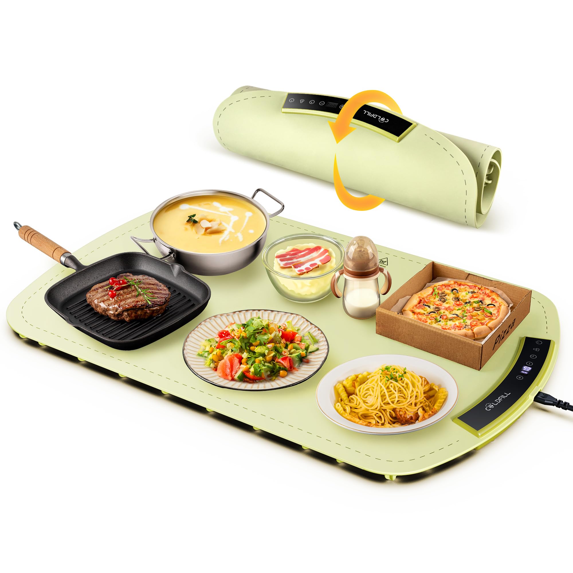Chauffe Plat Electrique - Garde Les Aliments au Chaud pour Les Buffets et Les Fêtes, 8 Niveaux de réglage de la température, Chauffage Rapide, pour dîners en Famille et fêtes, 60x40x2.5cm