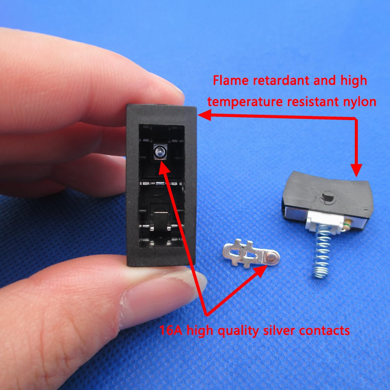 Rk1-15 Rocker Switch, 16A 250VAC T100/55, 125VAC, 3 Pins 2 Positions, On-Off Thumb Switch, Power Switch, Black, 2pcs