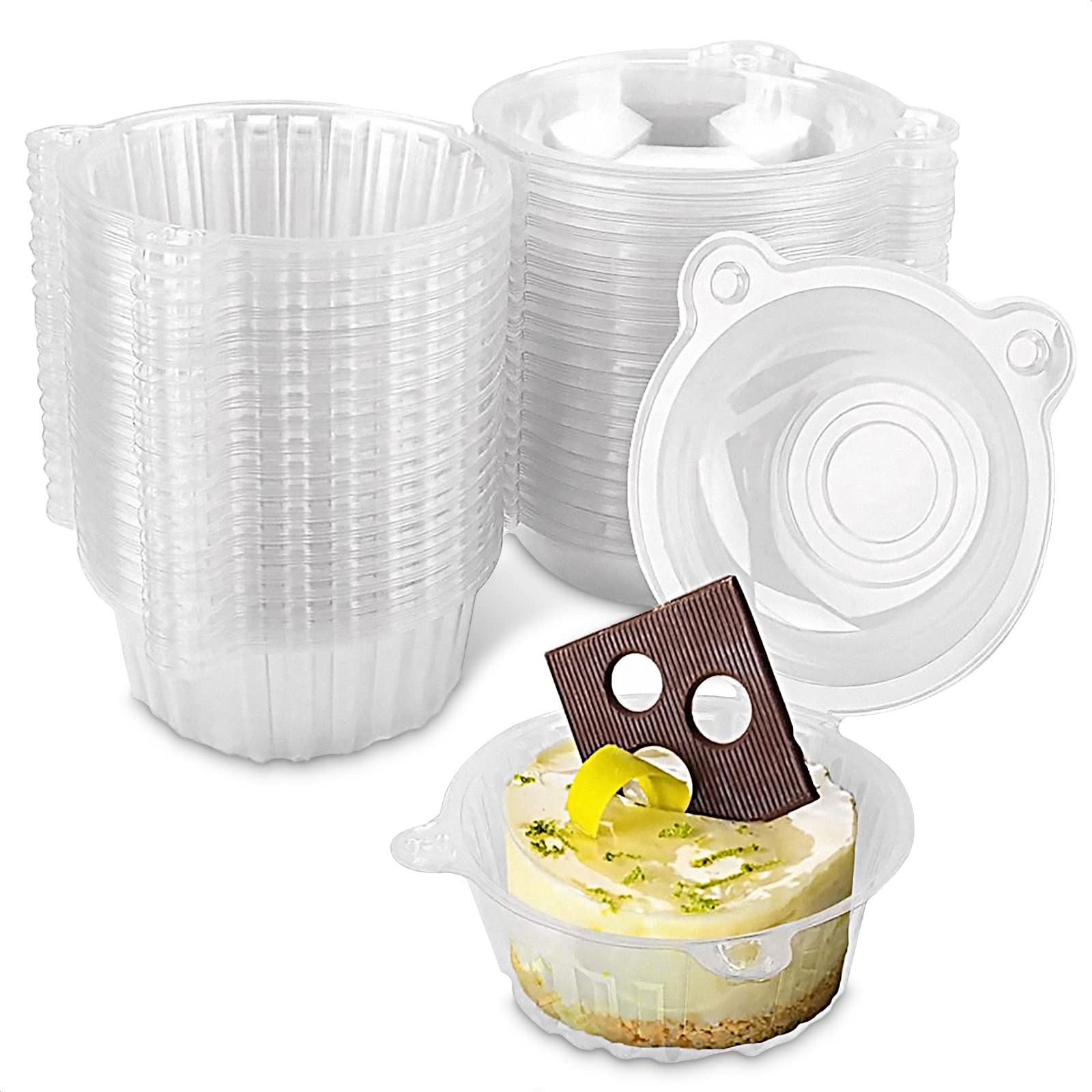 Individual Cupcake Boxes 100Pcs Plastic Container with Lid | Dessert Containers with Lids â€“ Individual Cupcake Containers for Cupcakes & Muffin Storage Container - Plastic Cupcake Holder with Lid