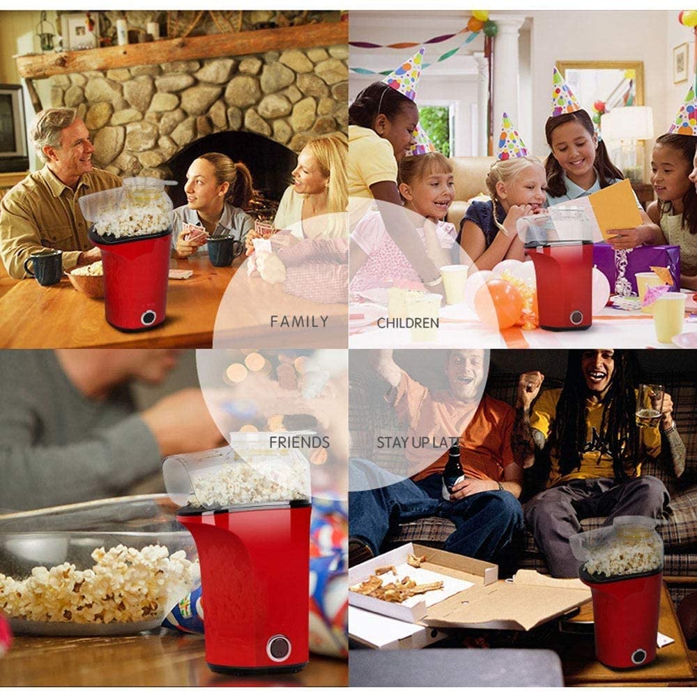 Macchina per Popcorn Macchina per Popcorn elettrica da 1400 W, Macchina per Popcorn ad Aria Calda con Design a Bocca Larga, Coperchio Rimovibile, Senza Olio Necessario, Sana, per Feste