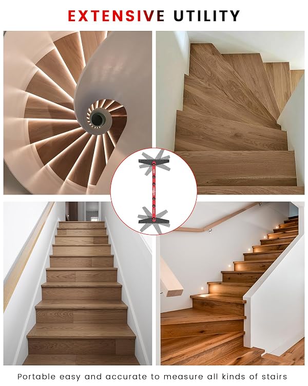TANYO Stair Tread Template Tool, 8" to 60" Aluminum Stair Tread Jig for Accurately Measuring Angle, Length & Depth. Precision Stair Gauge Measuring Tool for Stairs, Floor, Cabinets by TANYO - Used condition - Image 6